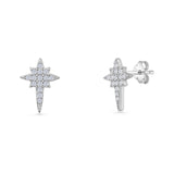 Minimalist 11mm Star Stud Earrings Cluster Cubic Zirconia 925 Sterling Silver