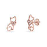 Heart Cat Stud Earring