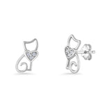 Heart Cat Stud Earring