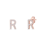 Initial R Stud Earrings