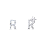 Initial R Stud Earrings