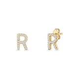 Initial R Stud Earrings