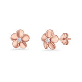 Flower Stud Earrings Cubic Zirconia 7.9mm 925 Sterling Silver