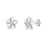 Flower Stud Earrings Cubic Zirconia 7.9mm 925 Sterling Silver
