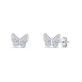 Butterfly Stud Earrings 6mm Cubic Zirconia 925 Sterling Silver