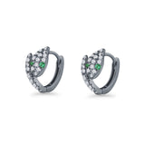Minimalist 5.6mm Snake Huggie Hoop Earring Cubic Zirconia 925 Sterling Silver