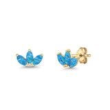 Triple Marquise Lab Created Opal Stud Earrings 925 Sterling Silver