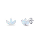 Triple Marquise Lab Created Opal Stud Earrings 925 Sterling Silver