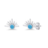Round 7.5mm Sunset Stud Earring Lab Created Opal 925 Sterling Silver