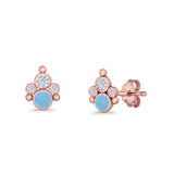 Paw Print Stud Earring Lab Created Opal & Cubic Zirconia 925 Sterling Silver
