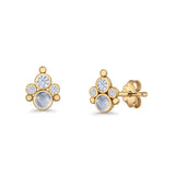 Paw Print Stud Earring Lab Created Opal & Cubic Zirconia 925 Sterling Silver