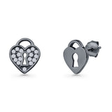 Heart Lock Stud Earrings