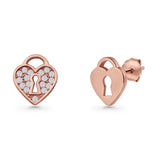 Heart Lock Stud Earrings