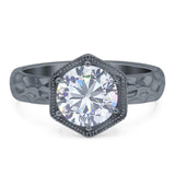 Art Deco Round Natural Stone Solitaire Ring