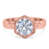 Art Deco Round Natural Stone Solitaire Ring
