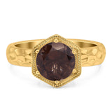 Art Deco Round Natural Stone Solitaire Ring