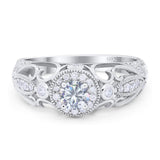Art Deco Round Natural Stone Filigree Ring