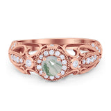 Art Deco Round Natural Stone Filigree Ring