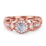 Art Deco Round Natural Stone Filigree Ring