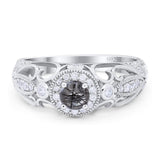 Art Deco Round Natural Stone Filigree Ring