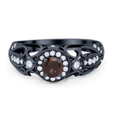 Art Deco Round Natural Stone Filigree Ring