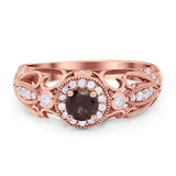Art Deco Round Natural Stone Filigree Ring