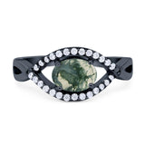 Infinity Oval Natural Stone Evil Eye Halo Ring