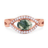 Infinity Oval Natural Stone Evil Eye Halo Ring