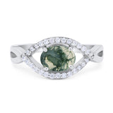 Infinity Oval Natural Stone Evil Eye Halo Ring