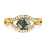 Infinity Oval Natural Stone Evil Eye Halo Ring