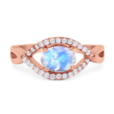 Infinity Oval Natural Stone Evil Eye Halo Ring