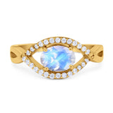 Infinity Oval Natural Stone Evil Eye Halo Ring