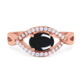 Infinity Oval Natural Stone Evil Eye Halo Ring