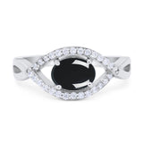 Infinity Oval Natural Stone Evil Eye Halo Ring