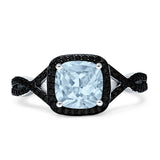 Art Deco Cushion Cut Halo Infinity Twist Ring