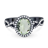 Art Deco Oval Natural Stone Twisted Ring