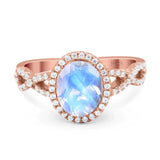 Art Deco Oval Natural Stone Twisted Ring
