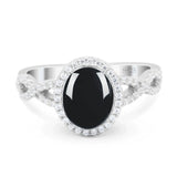 Art Deco Oval Natural Stone Twisted Ring
