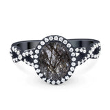 Art Deco Oval Natural Stone Twisted Ring