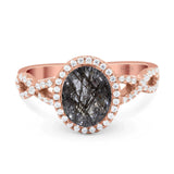 Art Deco Oval Natural Stone Twisted Ring