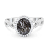 Art Deco Oval Natural Stone Twisted Ring
