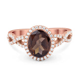 Art Deco Oval Natural Stone Twisted Ring