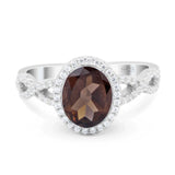 Art Deco Oval Natural Stone Twisted Ring