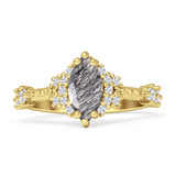Marquise Halo Beaded Ring