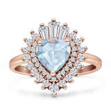Heart Halo Baguette & Round Cocktail Ring