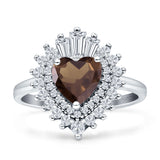 Heart Halo Baguette & Round Cocktail Ring