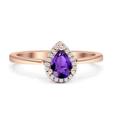Pear Teardrop Halo Solitaire Ring