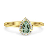Pear Teardrop Halo Solitaire Ring