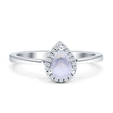 Pear Teardrop Halo Solitaire Ring