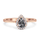 Pear Teardrop Halo Solitaire Ring